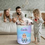 Personalized Coquette Bow Little Princess Toy Storage Laundry Basket with Name Waterproof Nursery Decoration Children's Day Housewarming Gift for Kids