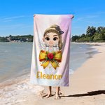 Personalisierte Cartoon Princess Coquette Bogen bunte schnell trocknend überdimensioniert Mikrofaser Strandtuch mit Namen Sommer Strand Geburtstag Geschenk für kleine Mädchen