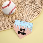 Personalised Melted Ice Cream Waffle Acrylic Ornament with Name and Number Bag Accessories Game Birthday Gift for Baseball Softball Lovers Athletes