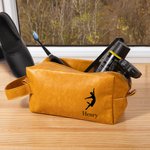 Personlig balettsilhuett Vattentät toalettväska i läder med namn och bärbart handtag för resor Födelsedagspresent för manlig dans