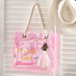 Personalized Cartoon Flower Girls Multicolour Waterproof Clear Tote Bag with Name Birth Flower Basket Bridal Shower Wedding Gift For Flower Girls