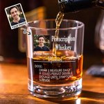 Personalized Funny Prescription Photo 10 oz Whiskey Glass with Name and Alcohol Name Birthday Father's Day Gift for Dad Grandpa Whiskey Lovers