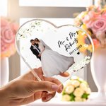Personalized Heart Shape Photo Acrylic Plaque with Name Date Home Decor Wedding Anniversary Gift for Newlyweds