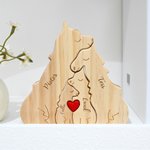 Gepersonaliseerde Wolven Familie Rode Hart Houten Puzzel met 2-4 Namen Bureaudecor Verjaardag Jubileum Cadeau voor Familie