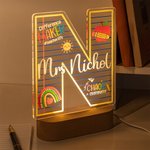 Personalized Difference Maker Apple Pencil Initial LED Night Light with Name and Wooden Base Teacher's Day Appreciation Birthday Gift for Teacher