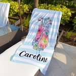 Personalisiertes Schnelltrocknendes Farbenfrohes Strandtuch Golftasche-Streifen-Design mit Namen Reisezubehör Geburtstag Geschenk für Golfliebhaber
