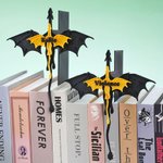 Personalised Black Gold Double Dragon Book Insert Bookmark with Name Bookshelf Decor Birthday Gift for Bookworm Book Lovers