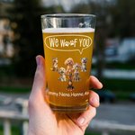 Personalized We Woof You 3D Cartoon 1-6 Dogs 16 oz Clear Beer Glass with Name and Text Father's Day Birthday Gift for Dog Dad Mom Dog Lover