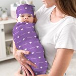 Personalizzato Multicolore Calcio Cuore Carino Animale Morbido Swaddle e Cappello Nodo con Nome Baby Shower Regalo di Compleanno per Neonati