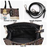 Sac à Main en Cuir Grainé avec Nom Personnalisé Cadeau d'Anniversaire pour Femmes et Amoureuses des Livres