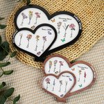 Henkilökohtainen First Mom Now Grandma Sydämen muotoinen kaksikerroksinen puinen merkki syntymän kukka ja nimi Äitienpäivä syntymäpäivälahja äidille isoäidille isoäidille