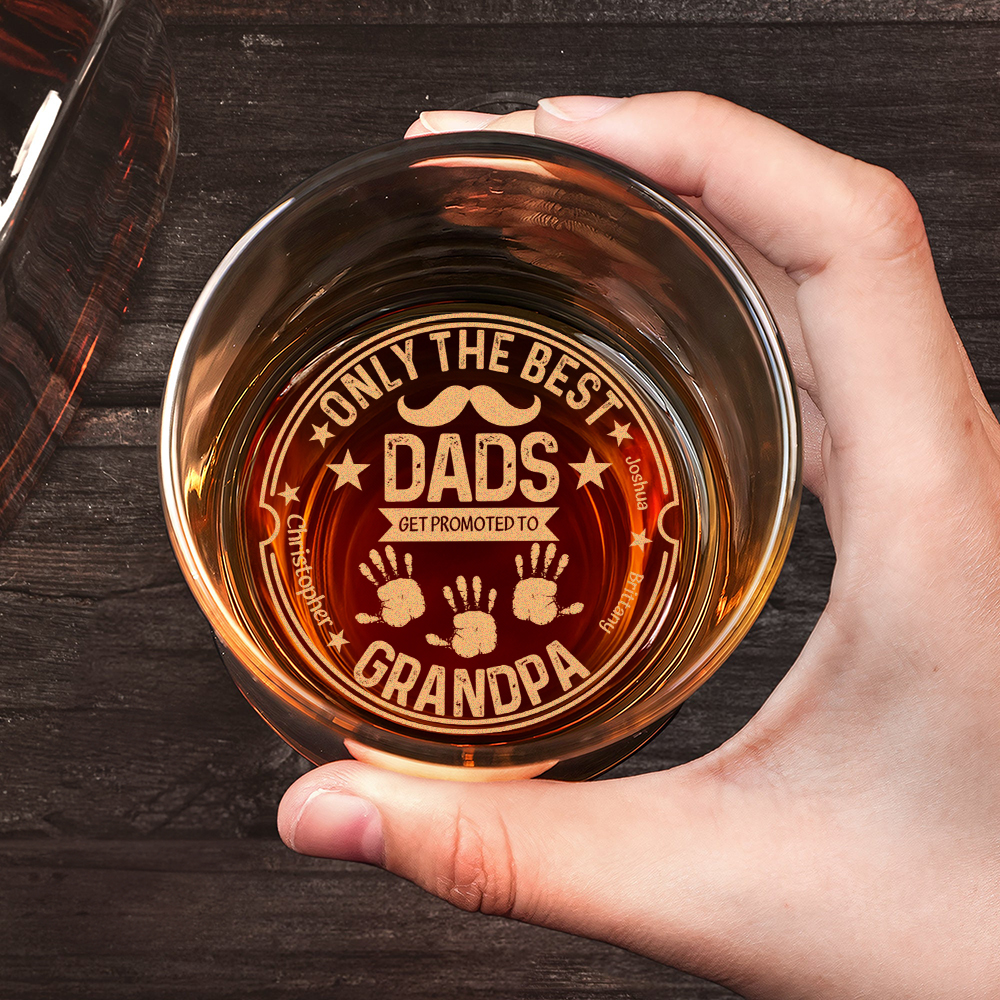 Verre à whisky Old Fashional de 10 oz avec 1-10 noms Cadeau d'anniversaire de fête des pères pour les hommes