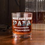 Personalisierte Fotos 10 oz Old Fashioned Rock Whiskey Glas mit 1-12 Namen Vatertag Geburtstag Geschenk für Männer