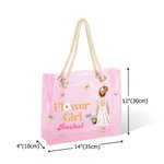 Personalized Cartoon Flower Girls Multicolour Waterproof Clear Tote Bag with Name Birth Flower Basket Bridal Shower Wedding Gift For Flower Girls