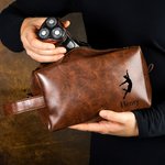 Personlig balettsilhuett Vattentät toalettväska i läder med namn och bärbart handtag för resor Födelsedagspresent för manlig dans