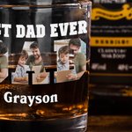 Personalisierte Fotos 10 oz Old Fashioned Rock Whiskey Glas mit 1-12 Namen Vatertag Geburtstag Geschenk für Männer