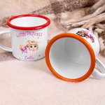 Personalisierte Cartoon Little Princess Coquette Bow 12 oz farbigen Rand Emaille-Becher mit Namen Geburtstag Kindertag Geschenk für Mädchen