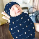 Personalizzato Multicolore Calcio Cuore Carino Animale Morbido Swaddle e Cappello Nodo con Nome Baby Shower Regalo di Compleanno per Neonati