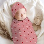 Personalizzato Multicolore Calcio Cuore Carino Animale Morbido Swaddle e Cappello Nodo con Nome Baby Shower Regalo di Compleanno per Neonati