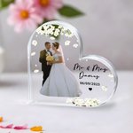 Personalized Heart Shape Photo Acrylic Plaque with Name Date Home Decor Wedding Anniversary Gift for Newlyweds