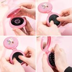 Personalisierte Schmetterling Cartoon Blumenmädchen zurück Ansicht Tasche Folding Haarbürste mit Spiegel und Name Braut Dusche Hochzeit Party Geschenk für Blumenmädchen