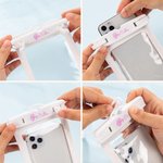 Personalized Line Style Birth Flower Waterproof Clear Phone Pouch with Name and Lanyard Birthday Summer Vacation Gift for Family Water Sports Lover