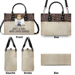 Sac à Main en Cuir Grainé avec Nom Personnalisé Cadeau d'Anniversaire pour Femmes et Amoureuses des Livres