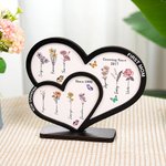 Henkilökohtainen First Mom Now Grandma Sydämen muotoinen kaksikerroksinen puinen merkki syntymän kukka ja nimi Äitienpäivä syntymäpäivälahja äidille isoäidille isoäidille