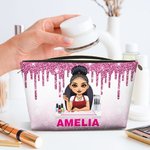 Personalisierte niedlichen Cartoon Maniküre Charakter Make-up Tasche mit Namen Geburtstag Beauty Salon Eröffnung Geschenk für Nagel-Techniker
