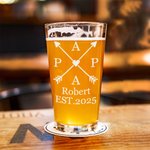 Personalized PAPA 16 oz Beer Glass with 1-5 Names and Year Home Bar Father's Day Birthday Gift for Man