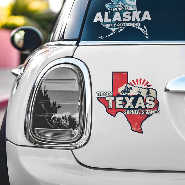 Personalised State Map Weatherproof Decal Sticker with Text Car Window Decor Birthday Gift for Family Car Owners