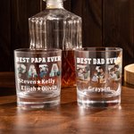 Personalisierte Fotos 10 oz Old Fashioned Rock Whiskey Glas mit 1-12 Namen Vatertag Geburtstag Geschenk für Männer