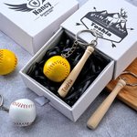Personalised Mini Baseball Softball Keychain Set with Name and Box Wedding Party Thank You Gift for Groomsmen Ball Game Lovers