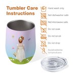 Personalized Birth Flower Basket Cartoon Flower Girl 12 oz Insulated Wine Tumbler with Name and Spill-proof Lid Bridal Shower Gift for Flower Girl