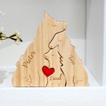 Gepersonaliseerde Wolven Familie Rode Hart Houten Puzzel met 2-4 Namen Bureaudecor Verjaardag Jubileum Cadeau voor Familie