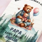 Henkilökohtainen söpö sarjakuva halaileva karhu rakennus tiili palapelit nimi ja otsikko Isänpäivä syntymäpäivälahja isälle isoisä isoisä