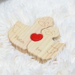 Gepersonaliseerde Houten Eenden Familie Puzzel met Rood Hart met 2 tot 5 Namen Bureau Decoratie Jubileum Verjaardag Cadeau voor Familie