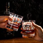 Personalisierte Fotos 10 oz Old Fashioned Rock Whiskey Glas mit 1-12 Namen Vatertag Geburtstag Geschenk für Männer