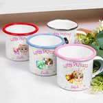 Personalisierte Cartoon Little Princess Coquette Bow 12 oz farbigen Rand Emaille-Becher mit Namen Geburtstag Kindertag Geschenk für Mädchen