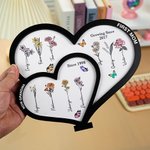 Henkilökohtainen First Mom Now Grandma Sydämen muotoinen kaksikerroksinen puinen merkki syntymän kukka ja nimi Äitienpäivä syntymäpäivälahja äidille isoäidille isoäidille