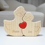 Gepersonaliseerde Houten Eenden Familie Puzzel met Rood Hart met 2 tot 5 Namen Bureau Decoratie Jubileum Verjaardag Cadeau voor Familie
