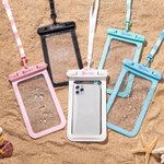 Personalized Line Style Birth Flower Waterproof Clear Phone Pouch with Name and Lanyard Birthday Summer Vacation Gift for Family Water Sports Lover