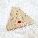 Gepersonaliseerde Wolven Familie Rode Hart Houten Puzzel met 2-4 Namen Bureaudecor Verjaardag Jubileum Cadeau voor Familie