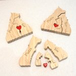 Gepersonaliseerde Wolven Familie Rode Hart Houten Puzzel met 2-4 Namen Bureaudecor Verjaardag Jubileum Cadeau voor Familie
