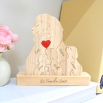 Gepersonaliseerde Warme Knuffel Leeuw Familie Houten Puzzel met Hart en 2-7 Namen Bureau Decoratie Moederdag Verjaardag Jubileum Cadeau voor Familie