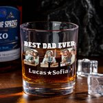 Personalisierte Fotos 10 oz Old Fashioned Rock Whiskey Glas mit 1-12 Namen Vatertag Geburtstag Geschenk für Männer