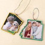 Personalized Multicolor State Map Photo Wooden Ornament Home Decor Long Distance Birthday Gift for Friend Family