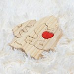 Gepersonaliseerde Beer Familie Rode Hart Houten Puzzel met 2-5 Namen Bureaudecor Verjaardag Jubileum Cadeau voor Familie