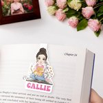 Marque-page Magnétique Personnalisé avec Nom Personnage Cartoon Cadeau Anniversaire pour Femme Amatrice de Lecture