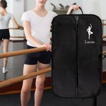 Personalisierte Tänzer Silhouette Wasserdicht Oxford Zippered Garment Dust Bag mit Namen und Ledergriff Performance Day Geburtstagsgeschenk für Tänzer